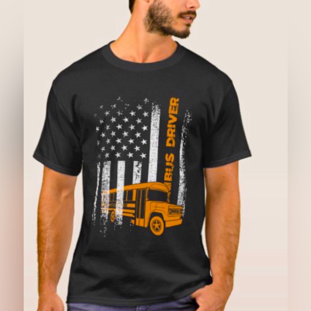 Port & Company Gray Graphic Bus Driver T-Shirt Size L